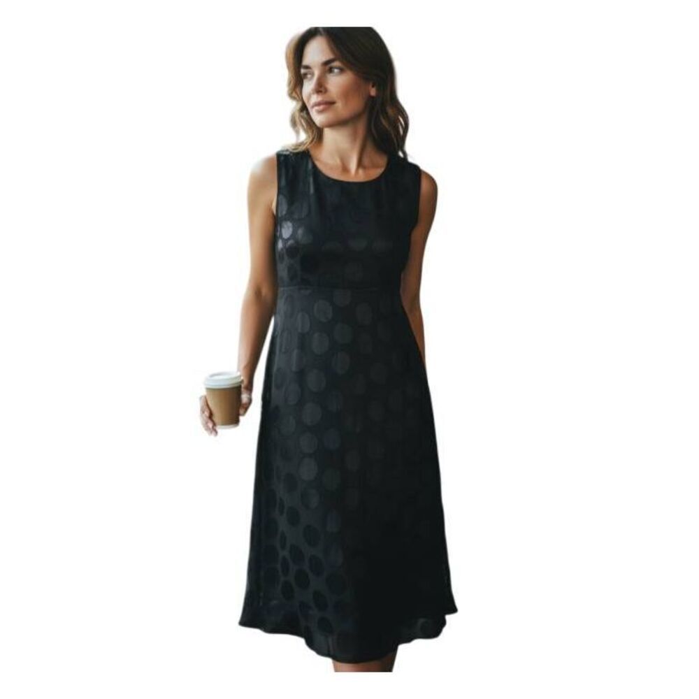 STYLE & CO. BLACK POLKA-DOT DRESS SZ.6 EUC.